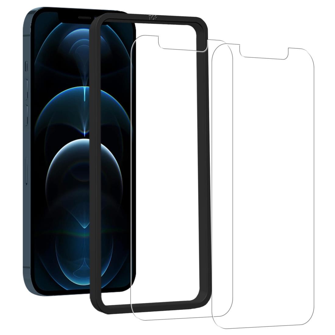 HUAKE いphone12 ガラスフィルム【(2枚)ガラスフィルム +ガイド枠付き】ガラスフィルム i Phone12 / i Phone 12 Pro 用 ...