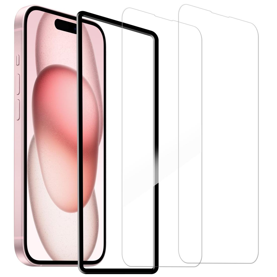 HUAKE i Phone15 / i Phone16 ガラスフィルム 国産硝子素材製 強化 ガラス 指紋防止 液晶 保護 アイフォン15 保護フィルム 【2枚...