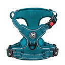 PoyPetプルドッグハーネスなし、首のチョークフロントリードドッグ反射ハーネスなし、小型から大型犬用の簡単なコントロールハンドル付きの調整可能なソフトパッド入...