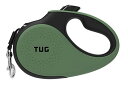 TUG 360°タングルフリー、頑丈引き込み式犬リード、スリップ防止ハンドル付き;5 m 強いナイロンテープ。片手ブレーキ、一時停止、ロック M サイズ グリー...