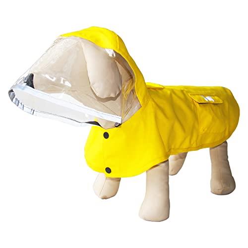 サイズ：Medium-イエロー◆商品名：MAMORE 犬用レインコート ポンチョ カッパ ドッグ雨具 着脱簡単 防水 撥水 防風 反射材 フード付き 丈夫 軽量 速乾 小型犬 中型犬 大型犬 梅雨対策 散歩 防雨 通気 可愛い (Mediu...