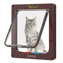 Ycozy ペットドア 猫 超薄型 外寸25×23.5cm お勧め最大戸の厚さ2.0cm 猫 出入り口 小型犬用 ドア 猫扉 4-way切替 ロック キャットド...