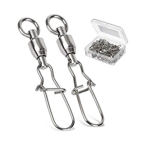 AMYSPORTS 高強度 ステンレス スイベル 耐腐食 海釣り 釣り道具 ルアー スナップ ボールベアリングスイベル ボール ベアリング 釣り 仕掛け 50個 35kg