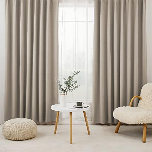 Hansleep カーテン 1級遮光 4枚セット 幅100cm丈150cm カーキ 断熱 防寒 防音 省エネ 厚手 無地 おしゃれ 洗える リビング用 (カーテ...