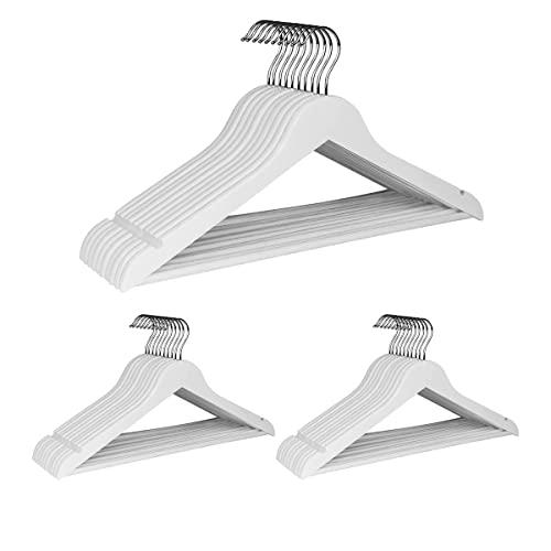夢の恋 ハンガー 木製ハンガー スーツ ハンガー ハンガー セット ハンガー すべらない 360度回転 天然高級木 ハンガー (ミルクホワイト30本)