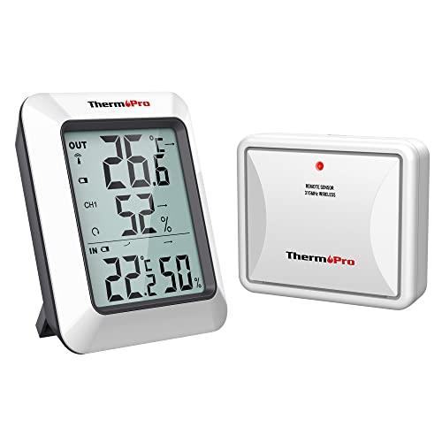 ThermoProサーモプロ 湿度計 温湿度計ワイヤレス 室外 室内温度計 最高最低温湿度値表示 高精度 LCD大液晶画面 置き掛け両用タイプ マグネット付 TP-60S