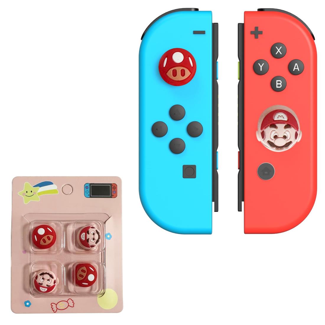 【4個入り】対応 Switch/Switch Lite/Oled/Joy-con アナログスティックカバー Sediven 保護 可愛い おしゃれ シリコン 耐衝撃 滑り止め Joy-Con 親指グリップキャップ (4個セット,レッド)