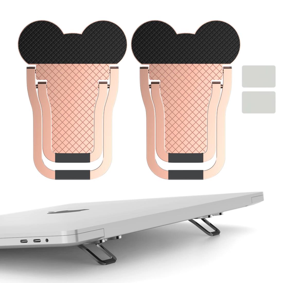 AIYUJIWU ノートパソコン スタンド ノートPCスタンド ノートパソコンホルダー macbook PCスタンド 人間 工学 貼り付け型 折り畳み式 フットヒート 亜鉛合金製 耐久性 放熱 冷却 軽量 滑り止め 持ち運びに便利 (ローズゴールド)