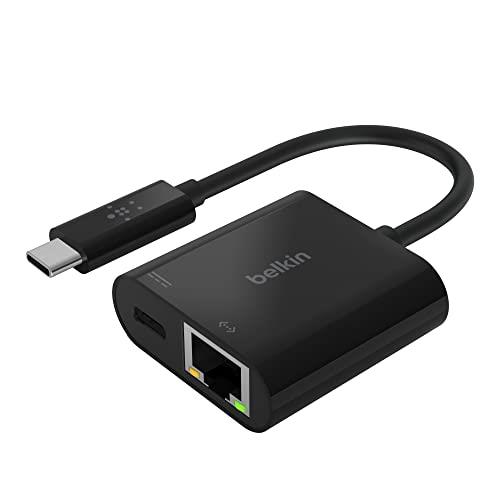 Belkin USB-C to Gigabit Ethernet + USB-C 60W PD対応 有線LAN 変換アダプター iPad / iPad Pro / iPad mini / MacBook / MacBook Pro / MacBook Air / Windows / Surface / Chromebook 対応 INC001btBK