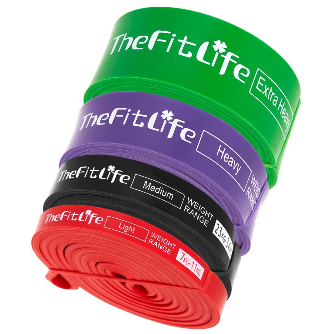 TheFitLife トレーニングチューブ 筋トレチューブ 懸垂チューブ (赤/黒/紫/緑)