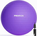 PROIRON バランスボール 55cm balance ball パープル ハンドポンプ付き