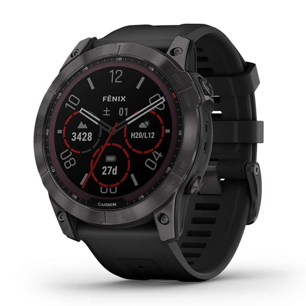 ガーミン(GARMIN) fenix 7X Sapphire Dual Power Ti Carbon Gray DLC/Black ソーラー充電 パワーサファイアガラス搭載 マルチスポーツGPSウォッチ 【日本正規品】 小