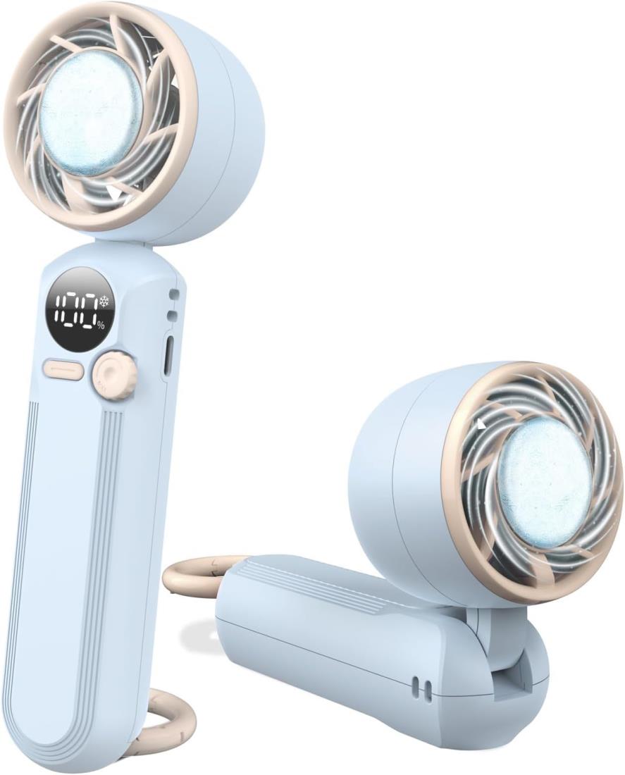 ハンディファン 冷却プレート ペルチェ素子 携帯扇風機 1〜100段階無段階風量調整 大容量 静音・強力 ..