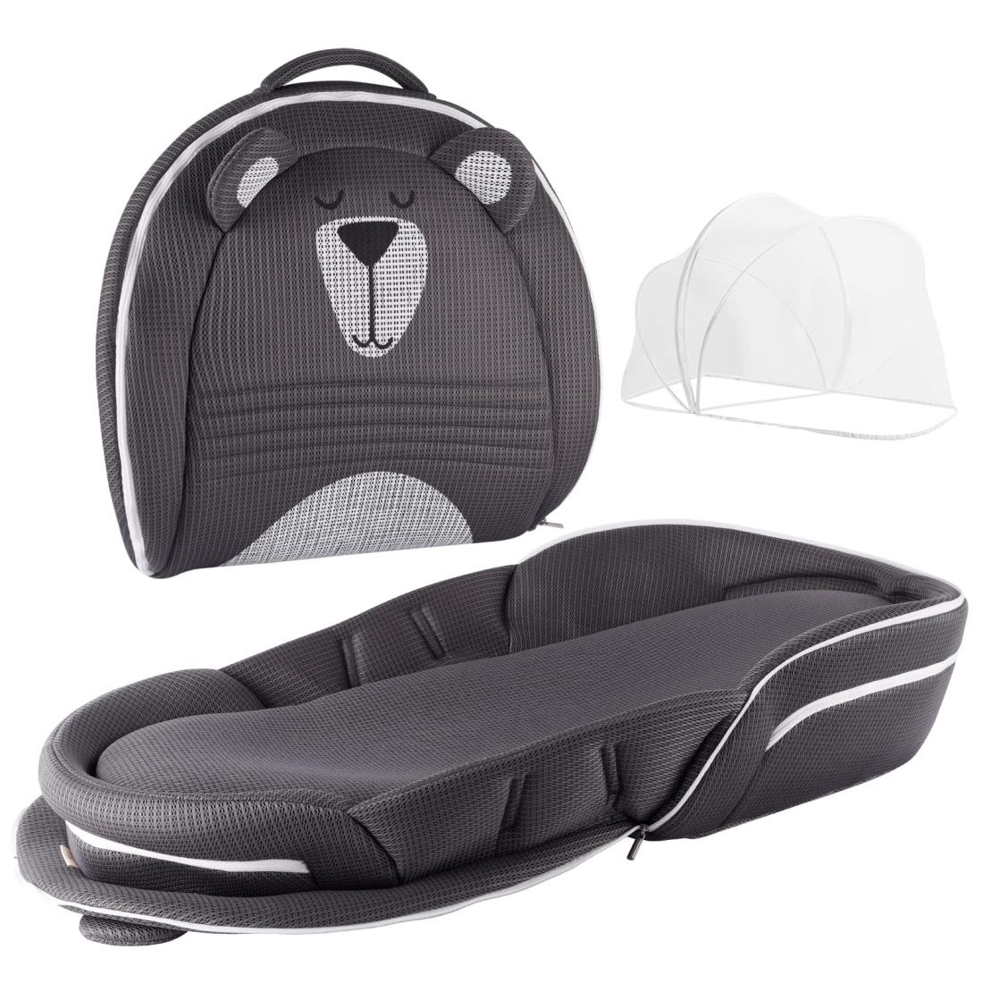 【ベビーアムール】 Bebamour ベビーベッド 折りたたみ式 ベッドインベッド 添い寝 簡易ベッド 新生児 携帯型ベビーベッド 通気性 高さ調整可 機械洗い(クマ柄)