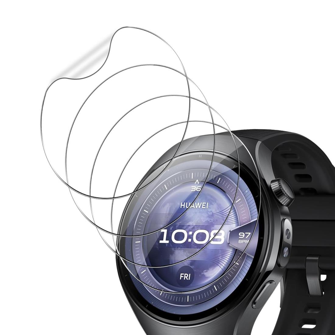 【4枚セット】For HUAWEI Watch 5 フィルム 46mm TPU素材 柔らかい 24時間自動修復技術 高透過率 高感度 Greerass 保護フィルム 衝撃吸収 飛散防止 指紋防止 撥水撥油 液晶保護