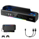 LuxiSync Switch 2用 冷却ファン スイッチ2ドック対応 NGCポート×4 USBポート×2搭載 三段階風速 調整可能 RGBライト付き 静音設計 壁掛け対応 ダブルファン 冷却スタンド USB接続型 放熱クーラー switch 2 周辺機器