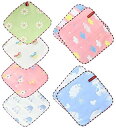 KKigugol ガーゼハンカチ 子供タオル 6層ガーゼおしぼり【6枚セット 綿100% サイズ25*25cm ミニ ハーフハンカチ 紐付き】子供 保育園 口拭き 手拭き 赤ちゃん ベビー出産祝い 女の子