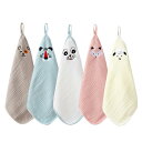 MOMSMENU ガーゼ ハンカチ 赤ちゃん 6重ガーゼ ベビータオル 綿100% ループ付 柔らかい 30x30cm 5枚セット