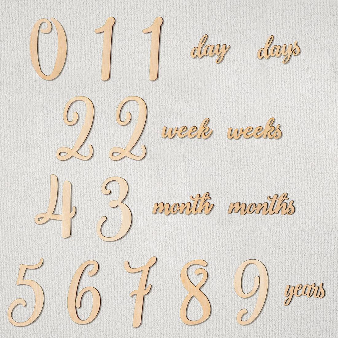 Promise Babe 月齢フォト ニューボーンフォト ベビーマンスリーカード 19枚セット ウッド 天然木材 記念 写真道具 撮影アイテム 成長記録に 新生児 赤ちゃん 出産祝い