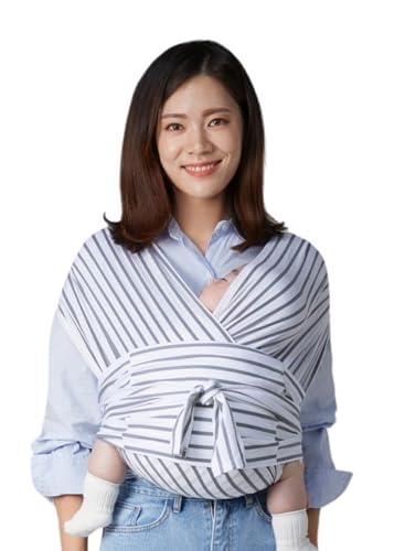 コニー抱っこ紐 Elastech (Konny) スリング 新生児から20kg 収納袋付き 国際安全認証取得 ぐっすり抱っこひも (ストライプ) (XL)