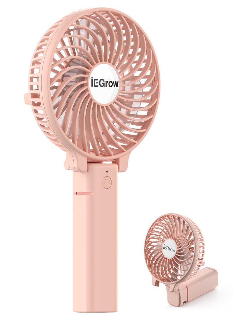 携帯扇風機 ハンディファン 4800mAh容量 手持ち 3段階風量調節 最大20時間動作 取り外し電池 持ち運びに便利 折り畳み 小型扇風機 ミニ 熱中症対策 見花 旅行 花火大会など 日本語取扱説明書 ピンク