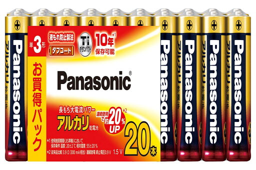 パナソニック アルカリ乾電池 単3形20本パック LR6XJ/20SW パナソニック アルカリ乾電池 単3形20本パック LR6XJ/20SW