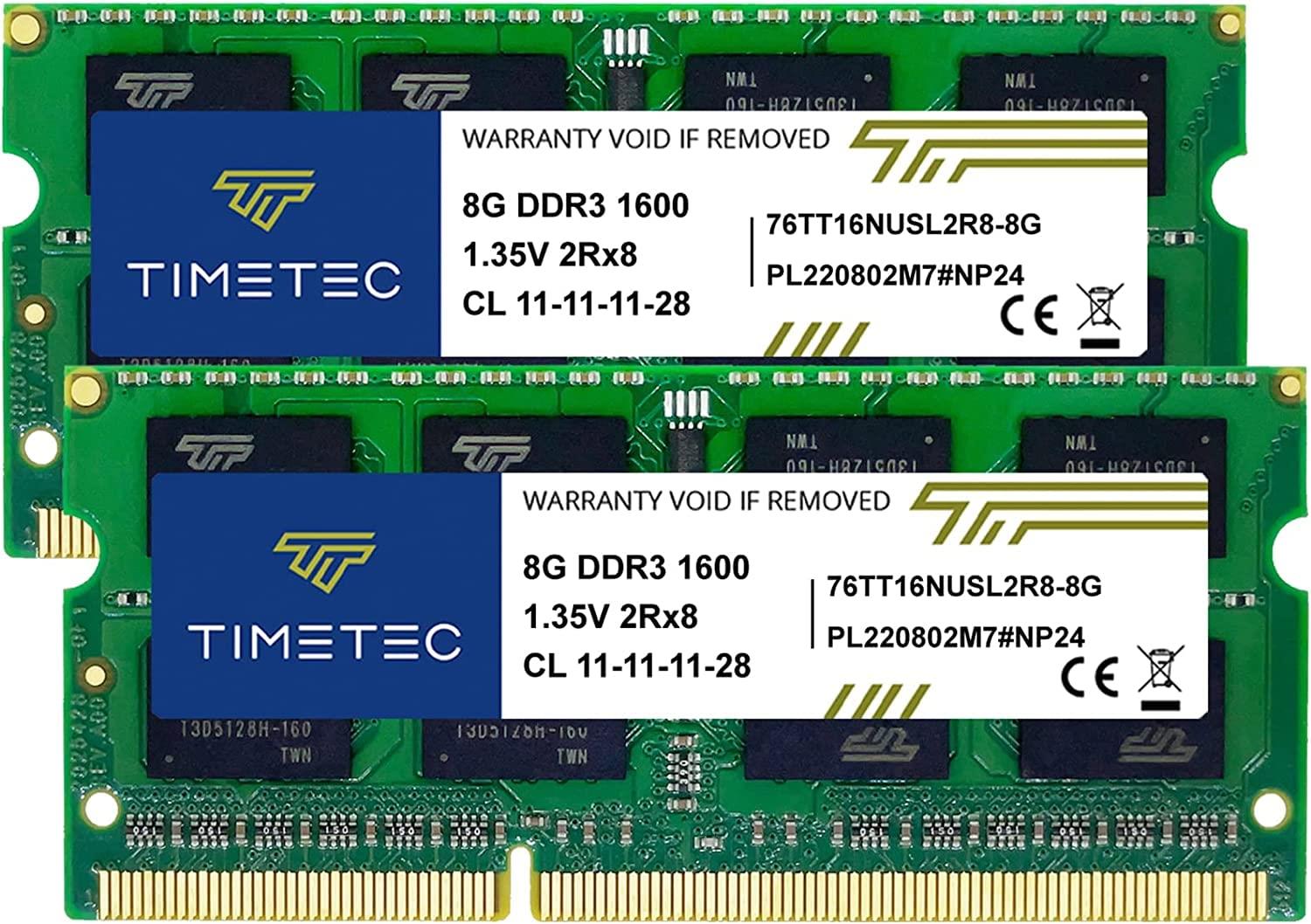 Timetec タイムテック Hynix IC ノートPC用メモリ DDR3L 1600Mhz 8GB x 2枚 (16GB) PC3-12800/PC3L-12800 204 Pin 電圧1.35V と1.5V 両対応