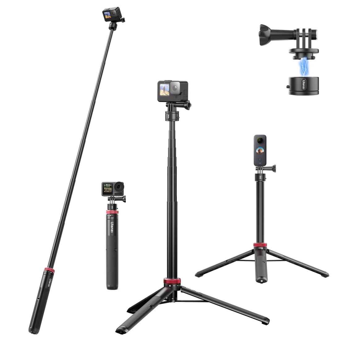 Ulanzi Go-Quick II カ メ ラ三脚 Gopro用 三脚 自撮り棒 140cm延長 磁気マグネットマウント 6段伸縮 ..