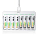 EBL 充電池充電器セット 急速充電器+単3電池(2800mAh*4)+単4電池(1100mAh*4)パック LED搭載充電器 単4電池 充電式 充電器セット 単三付き ニッケル水素/ニカド充電池に対応 電池収納ケース|詳細画像