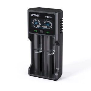 XTAR VC2SL リチウム充電器 電池充電器 最大2Ax1/1Ax2 3.6V/3.7Vリチウムイオン電池 10400~26650 1.2V ニッケル水素電池/ニカド電池対応 AAAA/AAA/AA/A/SC/C Type-C 入力 バッテリー活性化機能 Li-ion Ni-MH Ni-Cd IMR INR ICR 電圧・充電容量・充電電流・内部抵抗値の表示
