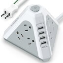 電源タップ usb コンセント 雷ガード 延長コード 2m タワー型電源タップ 三角タップ 9個AC口 4個USBポート NVEESHOX テーブルタップ OAタップ たこあしコンセント 過負荷保護 安全保護機能 PSE認証品 ホワイト 自宅用 会社用(2)