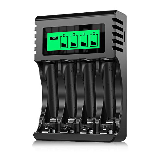 POWEROWL 単三単四 電池 LCD 充電器ニッケル水素/ニカド充電池に対応 4本同時充電可能 電池寿命を効果的に向上させる定電流定電圧充電 POWEROWL 単三単四 電池 LCD 充電器ニッケル水素/ニカド充電池に対応 4本同時充電可能 電池寿命を効果的に向上させる定電流定電圧充電