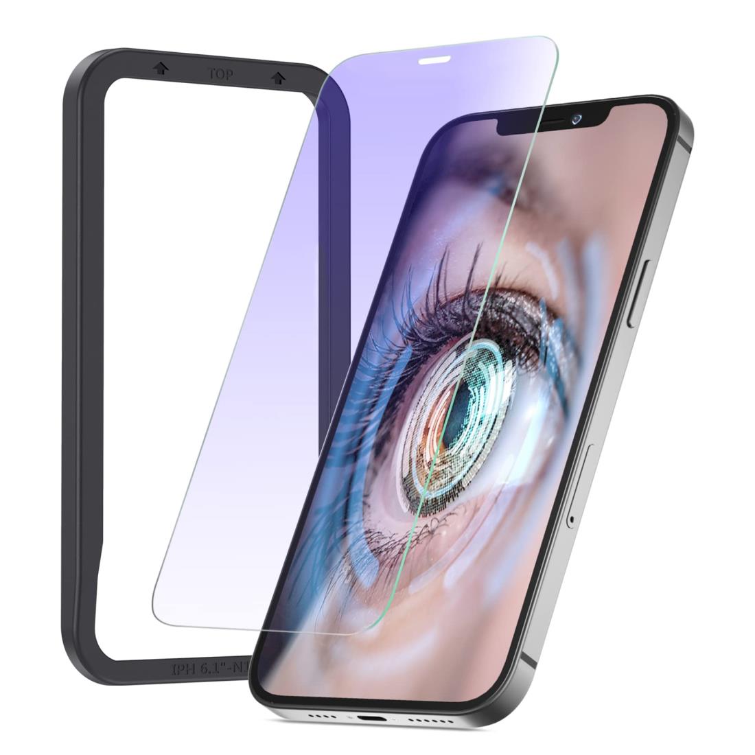 NIMASO ブルーライトカットi Phone12 / i Phone 12Pro 用 ガラスフィルム アイホン 12/12プロ用 液晶 保護 フィルム iphone12プロ対応 ガイド枠付き 1枚セット NSP20I123