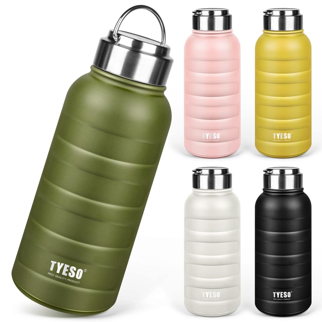 TYESO 水筒 魔法瓶 マグボトル 真空 断熱 スポーツボトル 直飲み ステンレス 2重構造 広口 ハンドル付 大人 子供 0.75 / 1リットル (75..