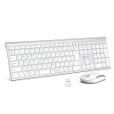 iClever キーボードワイヤレスキーボードマウスセット日本語JIS配列 静音 超薄型 type c充電式 フルサイズ テンキー付き マウス3段調節可能DPI 無線2.4G パソコンPC Windows/Mac対応 IC-BK23Combo (シルバーホワイト)(2)