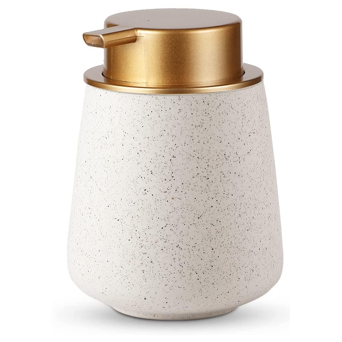 KAWEINA ハンドソープボトル ソープディスペンサー 泡 手動 押しタイプ ポンプ式 手洗い セ ラミック 磁器 陶器 広口 詰め替え ハンドソープ用 食器用洗剤 北欧スタイル 台所 キッチン 洗面所 トイレ バスルーム お風呂場 AN01-golden3