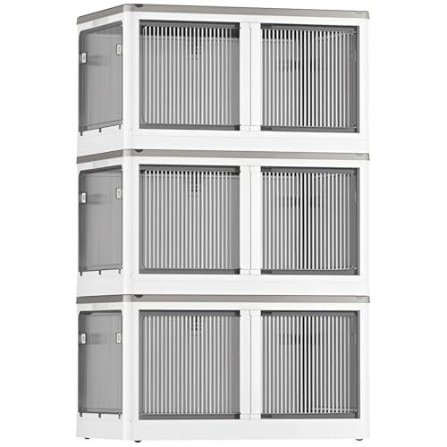 X XUNTAO【収納ボックス 折りたたみ】蓋付き 積み重ね 全方向から取り出せる 両開き扉 3個セット 収納..