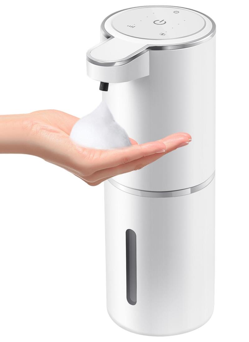 JEMISUN ソープディスペンサー ハンドソープ 自動 泡 詰め替え 持続泡出し380ml 壁掛け 吐出量4段階調節 充電式 IPX5防水 オートディスペンサー 食器洗剤 ディスペンサー キッチン 洗面所などに適用 日本語説明書付き (ホワイト+ホワイト)のサムネイル