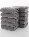 フェイスタオル 【Lumimi 10枚セット グレー 35*75cm 】速乾 ホテル仕様/業務用/家庭/スポーツなどに最適 マイクロファイバー 瞬間吸水 柔らかい 素肌にやさしい 四季通用