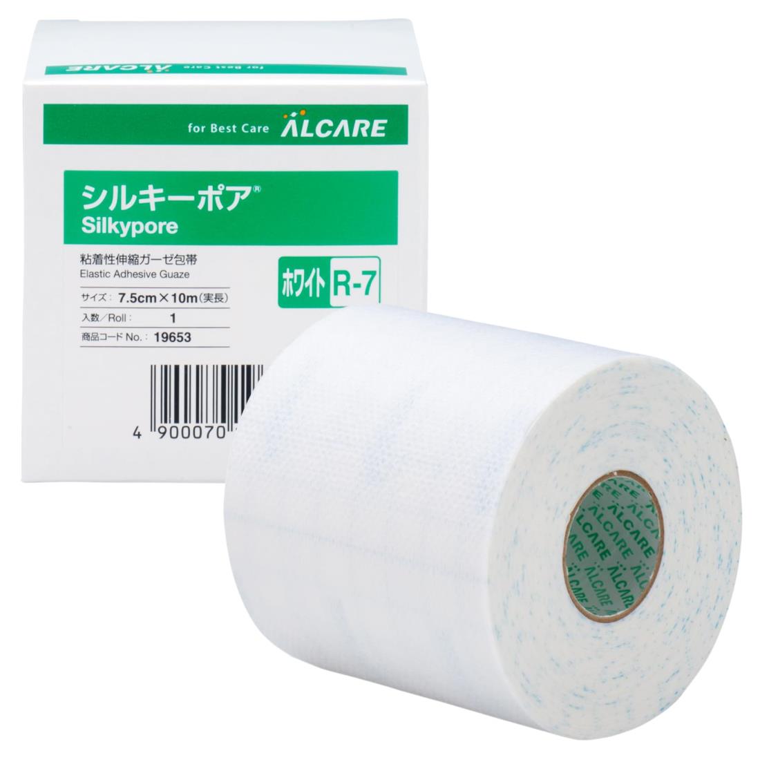 アルケア シルキーポア 粘着性伸縮ガーゼ包帯 19653 ホワイト R-7号 1巻