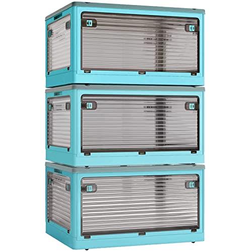 X XUNTAO【収納ボックス 折りたたみ】蓋付き 積み重ね 全方向から取り出せる 3個セット 収納ケース 衣..