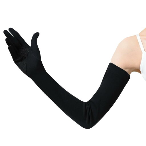 おたふく手袋(Otafuku Glove) 夏用アームカバー コットン100% レディース用 スベリ止め付 ロング UV-3431 ブラック フリーサイズ おたふく手袋(Otafuku Glove) 夏用アームカバー コットン100% レディース用 スベリ止め付 ロング UV-3431 ブラック フリーサイズ
