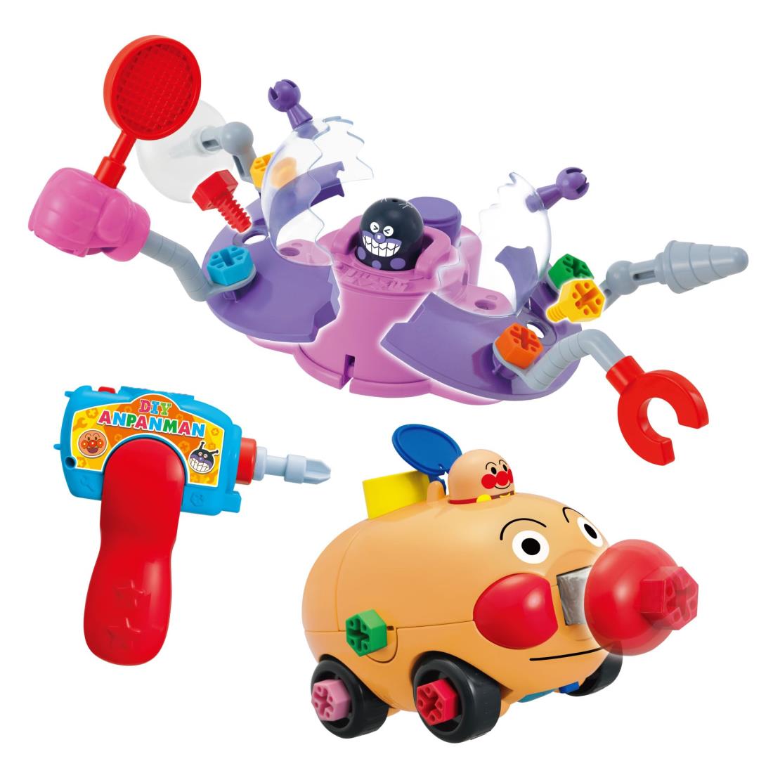 セガフェイブ(SEGA FAVE) アンパンマン くみたてDIY たっぷりあそべる! ノーズパンチ! ねじねじアンパンマンごう と バラバラクラッシュ! ねじねじバイキンUFO Superセット