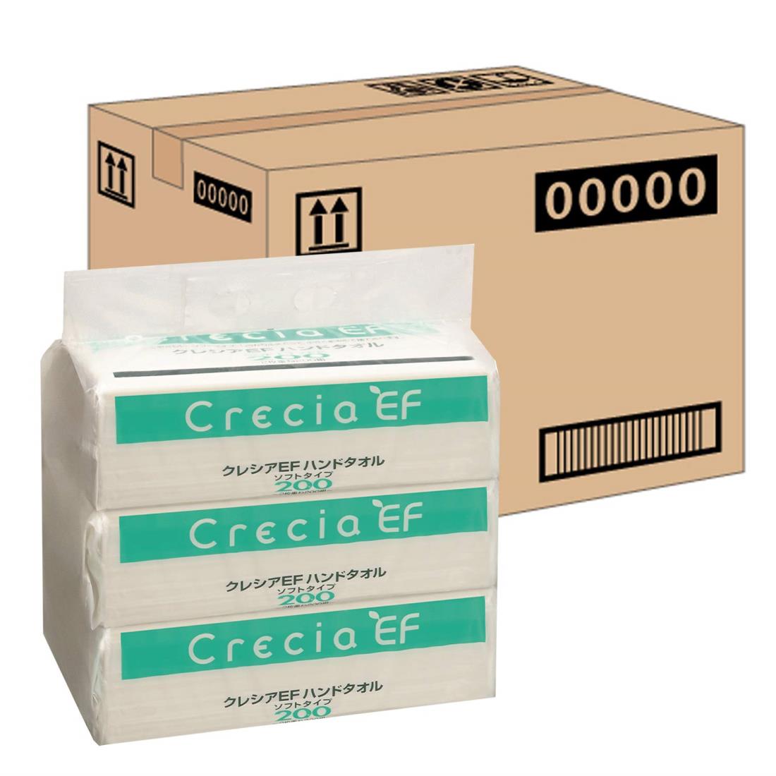 【ケース販売】 日本製紙クレシア クレシア EFハンドタオル ソフトタイプ 2枚重ね ホワイト 200組(400枚) x 30パック