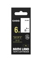 純正 カシオ ラベルライ ター ネームランド テープ 6mm XR-6WE 白地に黒文字