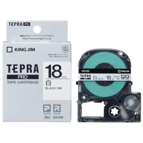 キングジム 【純正】 テプラPROテープカート リッジ 1個 18mm 白ラベル/黒文字 長さ8m SS18K