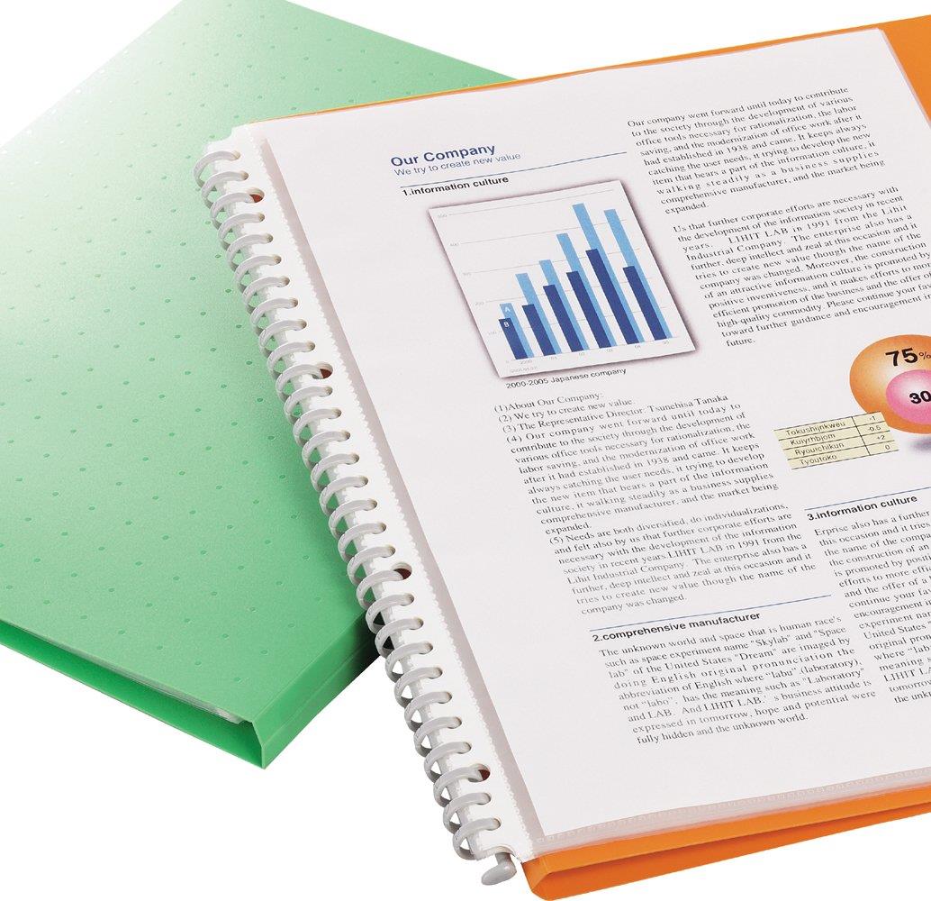 リヒトラブ ファイル クリヤーブック 交換式 A4 30穴 15ポケット 青 N5016-8 2