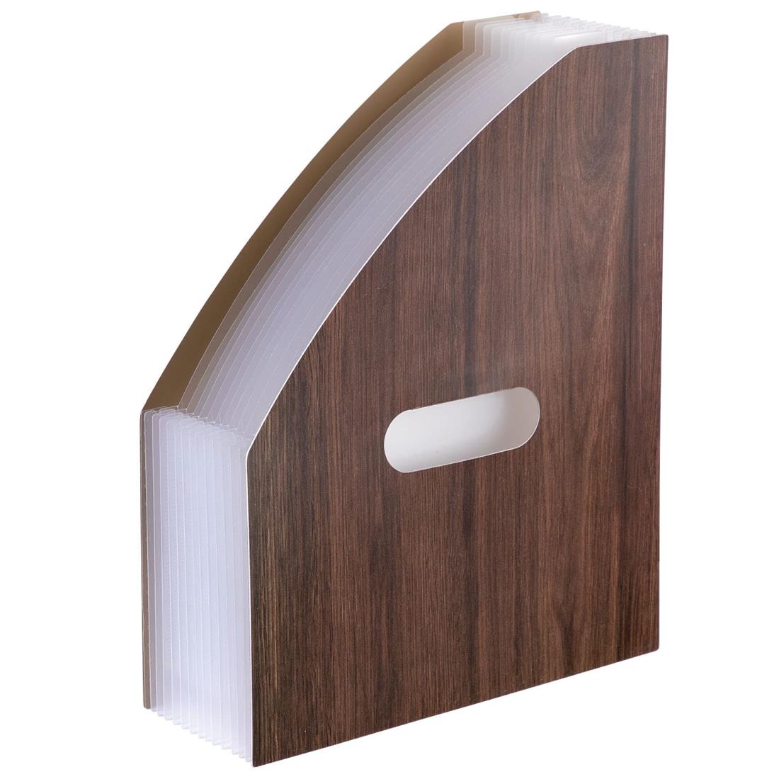 セキセイ ドキュメントスタンド A4 タテ WOODS STYLE 12仕切り13ポケット ダークブラウン WDS-8701-45