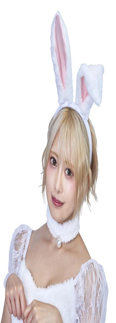 クリアストーン(Clearstone) コスプレ ハロウィン ラビットカチューシャ ユニセ ックス ホワイト×ピンク
