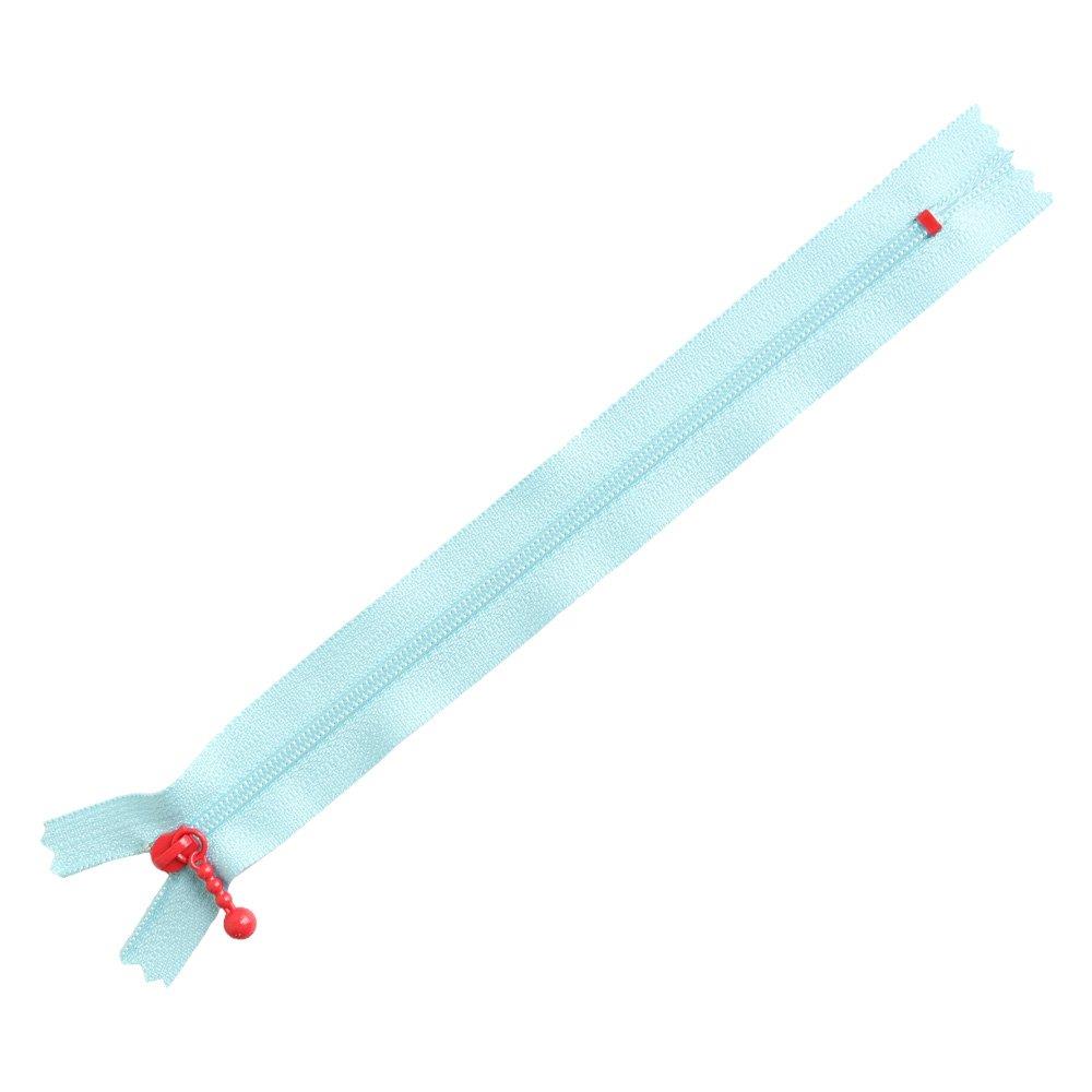 Y.K.K ポーチ用カラフルファスナー 5本入り 20cm ライトブルー×レッド 3CF20-CO4